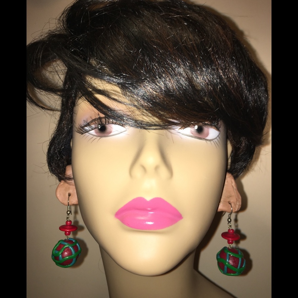 🍭🍭Artsy Red Green Blue Candy Like Drop Earrings